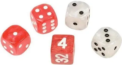 Immagine prodotto di Set di dadi da backgammon in plastica da 16 mm, rosso e bianco, 4 dadi e 1 doppio