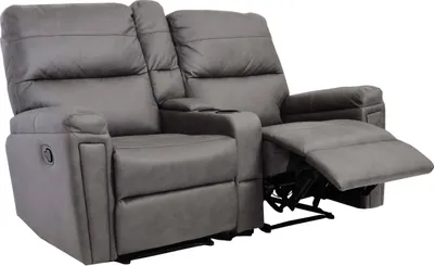 Produktbild von 2er Kinosessel MCW-K17, Relaxsessel Fernsehsessel Sofa, Nosagfederung Getränkehalter Fach  Stoff/Textil dunkelgrau