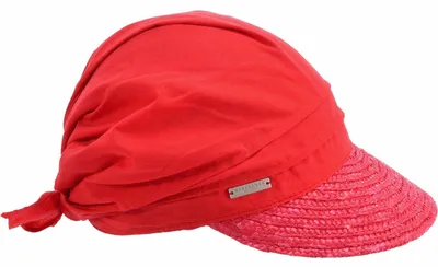 Seeberger Damen Strohcap mit Strohbortenschild in rot