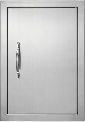 Produktbild von Grill-Zugangstür - 355 x 508 mm - Edelstahltür für Grillinsel - Wandmontage - Vertikaler Griff