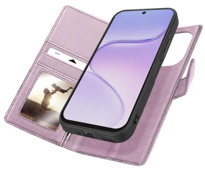 Image de Mayaxess, coque rabattable 2-en-1 pour Honor 600, protection RFID, coque amovible, rose