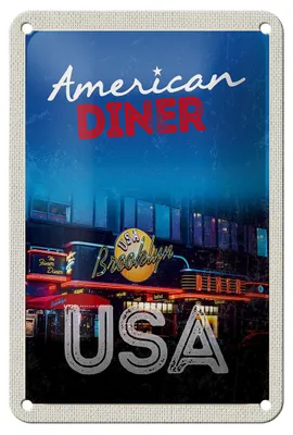 Produktbild von Blechschild Reise 12x18cm USA Brooklyn Restaurant Diner Essen Schild