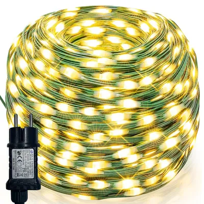 Produktbild von 10m 100LED Lichterkette 8 Lichtmodi Wasserdicht Lichterketten für Innen Party Garten Weihnachten Hochzeit Deko, Warmweiß
