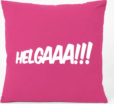 Produktbild von Huuraa Kissen Helgaaa Schriftzug 40x40cm mit Füllung Fuchsia Baumwolle Dekokissen Geschenkidee