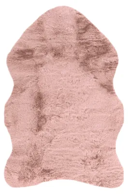Imagen del producto de Alfombra Padiro de pelo alto y suave, 60 x 90 cm, color rosa pálido, diseño moderno y liso, apta para suelo radiante, fabricada en poliéster y algodón
