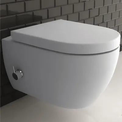 Produktbild von Alpenberger Hänge WC Spülrandlos | Toilette mit Bidet Funktion | Hänge WC Spülrandlos | WC Sitz mit Absenkautomatik | Taharet WC | Kloschüssel mit Armatur | Tiefspüler Passend Geberit