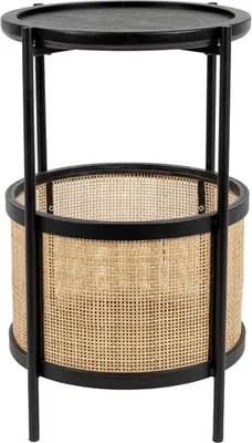 Produktbild von Makoto Beistelltisch Ø30cm mit Rattan Schwarz
