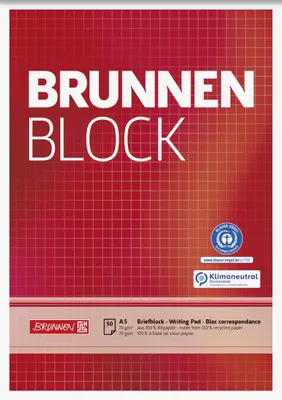 Produktbild von BRUNNEN Briefblock A5 kariert 50 Blatt Recyclingpapier 105241801