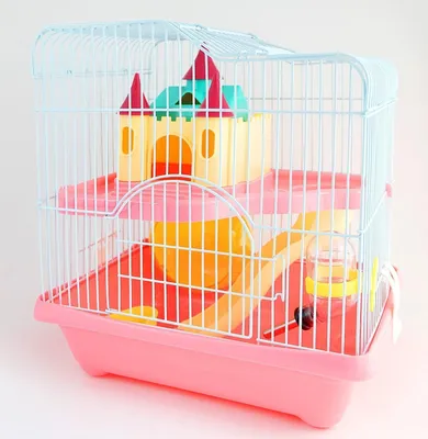 Obrázek produktu pro Klec pro křečky Hamstervilla s kolečkem, tunelem a domečkem, rozměry 28 x 21 x 31 cm (barva bude zaslána náhodně)