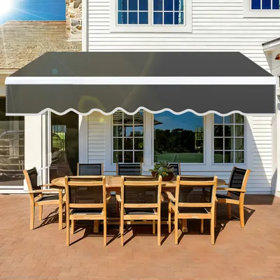 Produktbild von Izrielar Markise 300 x 250 cm Beschattung Terrasse & Balkon - Gelenkarmmarkise mit Kurbel & Halterung Sonnenschutz Balkonmarkise Gelenkmarkise Grau