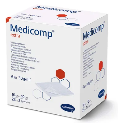 Image de Compresse non tissée Hartmann Medicomp® 10 x 10 cm - 25x2 pièces | Paquet (50 pièces)