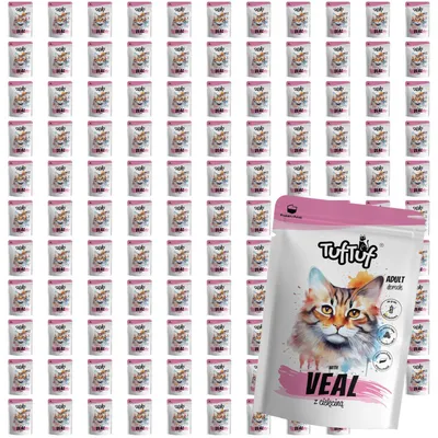 Produktbild von Tuftuf | Feuchte Nahrung für Katzen - 120x100g - Kalbfleisch - 79% Feuchtigkeit - Nassfutter