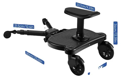 Produktbild von Baby-Transportbrett, abnehmbarer Sitz, 360° schwenkbare Räder, schwarz