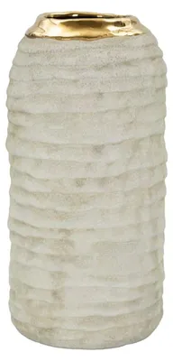 Zdjęcie produktu dla Wazon ceramiczny ze złotymi detalami o nowoczesnym designie ø 12,5x25 cm