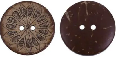 Obrázek produktu pro Kokosové knoflíky – Ø 2,8 cm – 2 otvory – hnědé s elegantním vzorem, vhodné jako knoflíky do scrapbooků, na zimní oblečení a kabáty