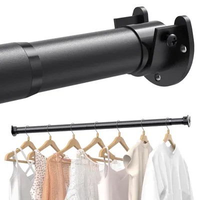 Ausziehbare Kleiderstange 43-135 cm, schwarz, Metall, bis 30 kg