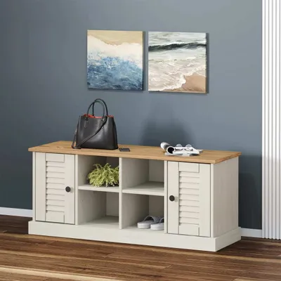 Produktbild von Möbel Schuhbank VIGO Weiß 106x35x45 cm Massivholz Kiefer - Sitzbänke 353179