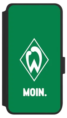 Produktbild von NIVOCASE Klapphülle für Samsung Galaxy S25  Handyhülle aus Kunst Leder NIVOflip schwarz Moin Offizielles Lizenzprodukt SV Werder Bremen