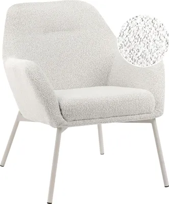 Produktbild von BELIANI Sessel Cremeweiß mit Stoffbezug Metallbeinen und Armlehnen für ein modernes Wohnzimmer