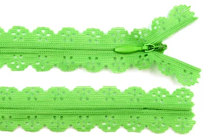Produktbild von 1 Spitzenreißverschluss, 2,3 cm breit, 16cm lang, hellgrün