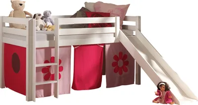 Produktbild von Spielbett >PINO< in Kiefer massiv weiß lackiert - 210x114x218 (BxHxT)