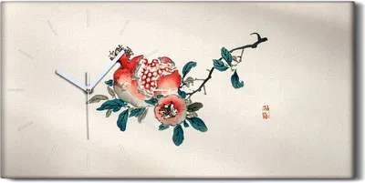 Produktbild von Wandkunst Leinwand Bild Uhr 60x30 Malerei Asiatische Blumen Früchte Zweig Kunst - weiße Hände