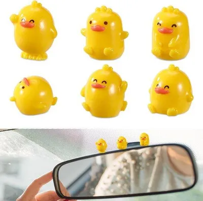 Image de Mini-figurines de voiture, lot de 6, canard de mer vert, accessoires pour voiture, fixation à rotule, pour le rétroviseur arrière et le volant.