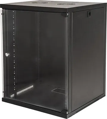 Immagine prodotto di Link Accessori Rack 18U da Parete Nero con Porta in Vetro LK1918U66N 19" 600x600x900mm