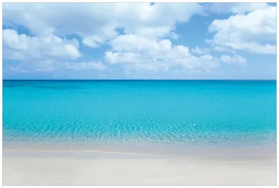 Produktbild von Wallario Wandbild aus Acryl, 90 x 60 cm, freischwebende Optik - Sandstrand und blaues Meer