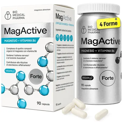 Immagine prodotto di Magnesio Completo 4 Forme Organiche 300 mg con B6 Senza Ossido - 90 Capsule