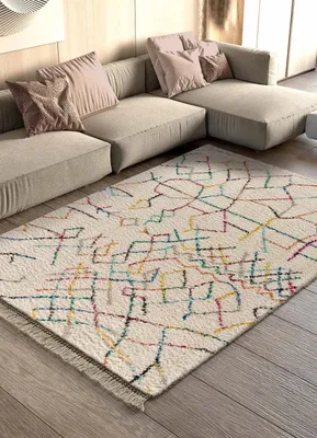 Produktbild von ATTICGO Hochflorteppich YEBEL Ethnisch in Weiß, 160x230 cm