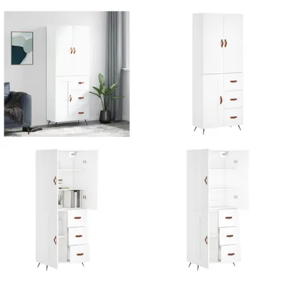 Produktbild von vidaXL Highboard Weiß 69,5x34x180 cm Holzwerkstoff - Highboard - Highboards - Sideboard - Schrank