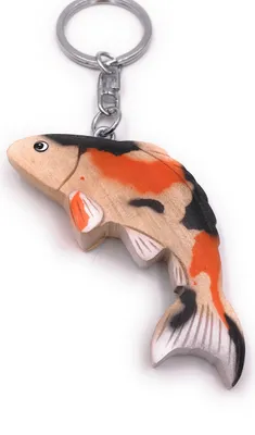 Produktbild von Onwomania Schlüsselanhänger aus Holz Koi Fisch Aquarium Tier Wasser Karpfen Zucht Anhänger Charm