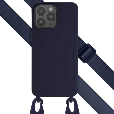 Image de Selencia Coque en silicone avec cordon détachable pour l'Apple iPhone 15 Pro Max - Bleu foncé