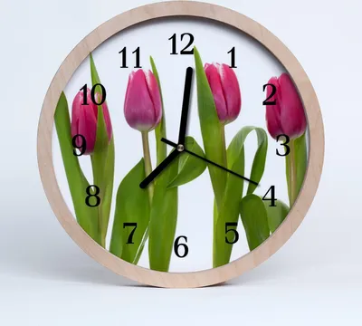 Produktbild von Holzuhr 20fi cm wanduhr - Tulpen Blumen