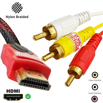 Produktbild von HDMI auf 3RCA Audio Video AV Geflochten kabel 1,5m RCA Stecker Konverter Adapter