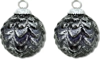 Produktbild von Glas Weihnachtskugel schwarz - A - 2 Stück 8,5 x 10cm Deko-Kugel Christbaumschmuck glänzend