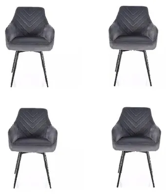 Image de Lot de 4 chaises pivotantes en velours - Gamme Servio - Gris