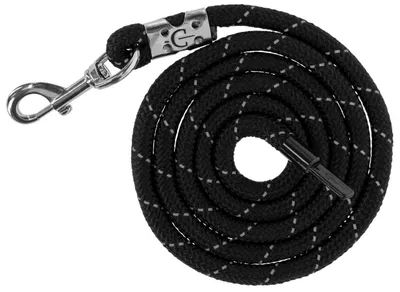 Productafbeelding van Covalliero Reflecterend halstertouw black/silver met karabijnhaak voor paard en pony