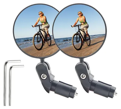 Productafbeelding van Fietsspiegel links - Inklapbaar - HD convex - 360° draaibaar - Set van 2