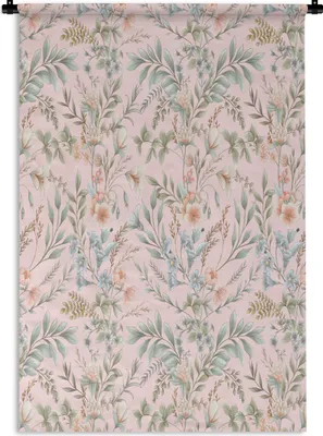 Produktbild von MuchoWow® Wandteppich Wandbehang Blumen - Pastell - Vintage 90x135 cm Tapisserie Dekoration Wandtuch - Baumwolle - Wandskulptur
