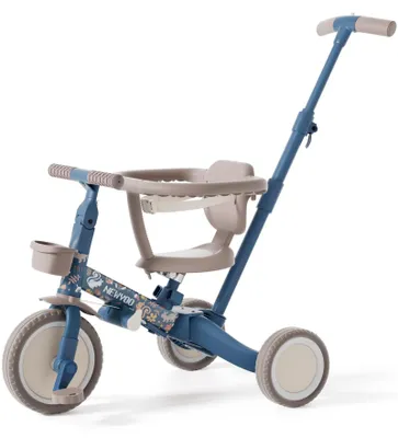 Imagen del producto de Triciclo 5 en 1 con barra de empuje para niños de 1 a 3 años, color azul oscuro