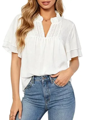 Produktbild von Elegante Damenbluse mit V-Ausschnitt und Zierborten