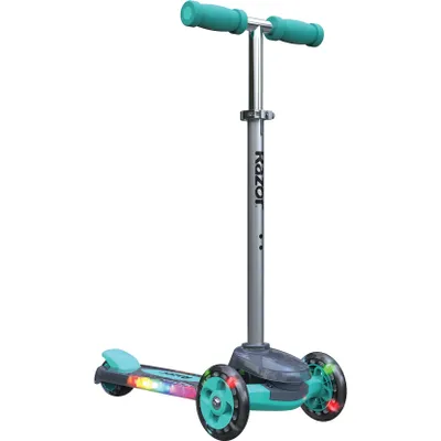 Produktbild von Razor Rollie DLX Dreirad-Roller für Kinder ab 30 Monaten, LED-Licht, Türkisblau