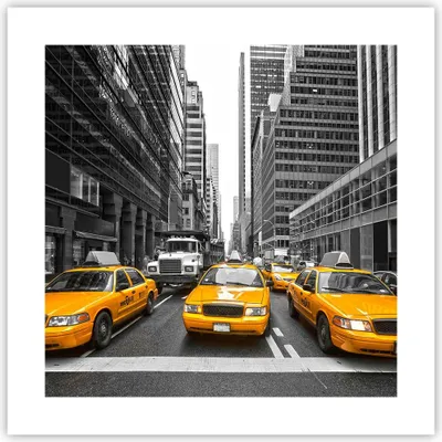 Produktbild von Poster - Poster ohne Rahmen - Taxi Stadt Straße Transport - 40x40 cm - Wand Bild - Wanddeko - Wandbilder - Kunstposter - Wandposter - Bilder - Kunstdruck - Wanddekoration - Wandbild - P2XAC40x40-2695