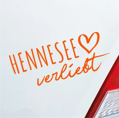 Produktbild von Auto Aufkleber Hennesee verliebt Herz See Sea Liebe Car 19x8 cm Orange Sticker Heckscheibenaufkleber