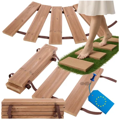 Produktbild von MODO24 Rollweg Holz, Thermokiefer, Gartenweg, Beetroller, Ausrollbar, Wetterfest, Massivholz, Beet, Terrasse, 100x50 cm, Natur, PSTS