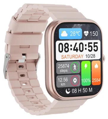 Zdjęcie produktu dla Smartwatch T34-F z ekranem 1,83 cala, monitorowanie zdrowia | BT 5.2 | Wodoodporność IP68 | Wiele trybów sportowych | Połączenia przez Bluetooth | Asystent głosowy, kolor różowy