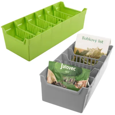 Produktbild von Vilde | Gewürzorganizer 2er Set - 30x13x8 cm - Mit 5 verstellbaren Trennern - Grau Grün
