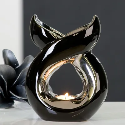 Produktbild von GILDE Aromabrenner, "Lago", Keramik, schwarz, , L. 10 cm, B. 16,5 cm, H. 20 cm 26932